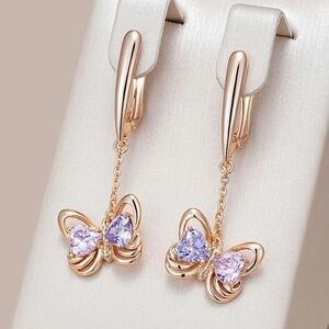 Rose Gold Plated Butterfly Drop Earrings